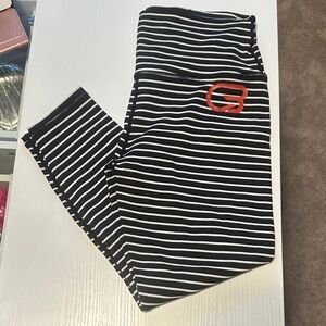 Cyclebar Black and White Striped capri Leggings